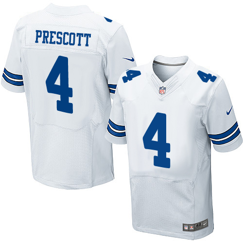 Men's Elite Dak Prescott Nike Jersey White Road - #4 NFL Dallas Cowboys